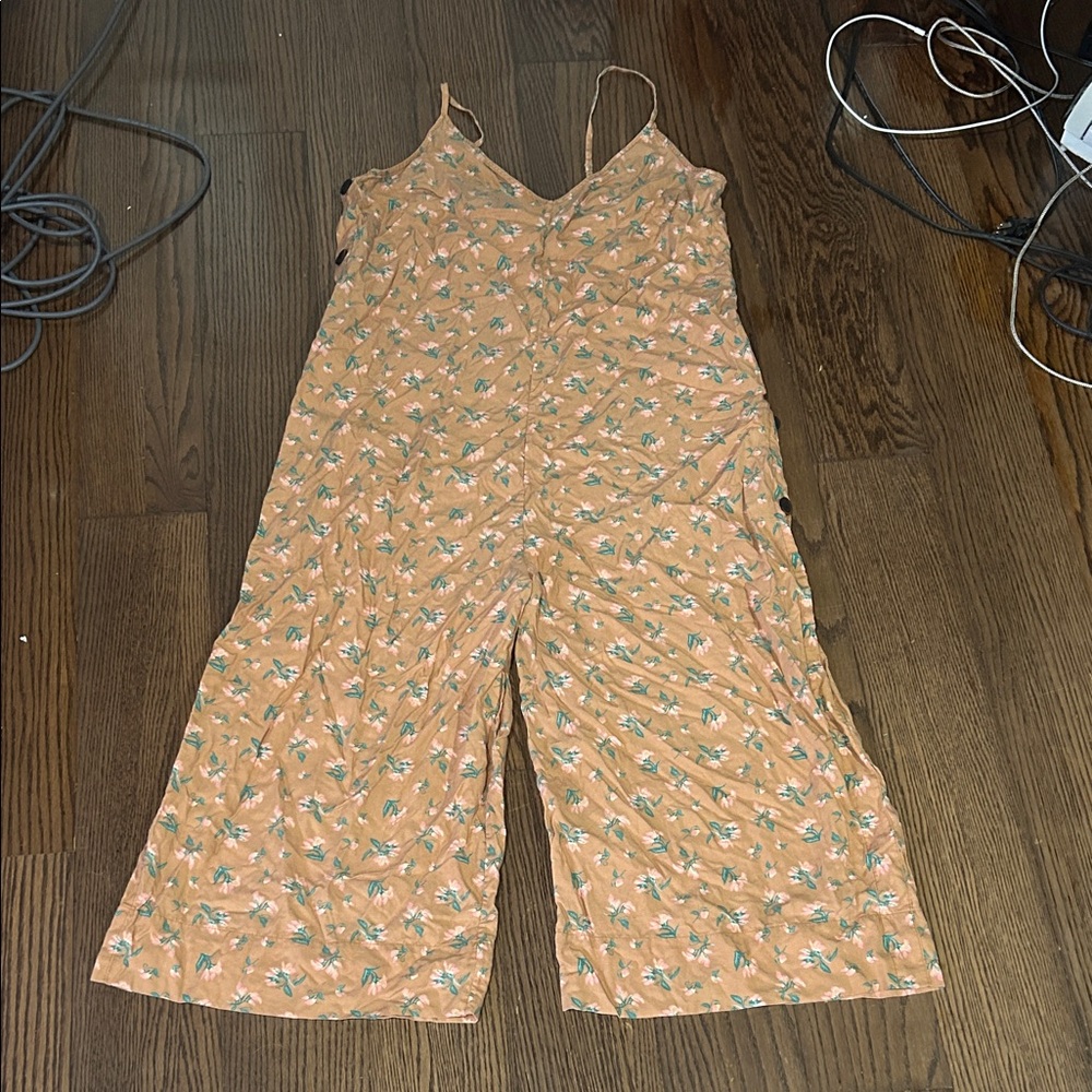 Patagonia tan pink Floral Wide-Leg jumpsuit romper Jumpsuit L